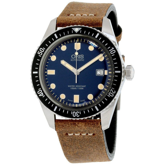 Oris Divers Sixty-Five Automatic Brown Leather Watch 73377204055LSBRN 