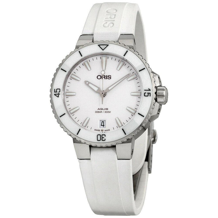 Oris Aquis Automatic White Silicone Watch 73377314151RSWHT 