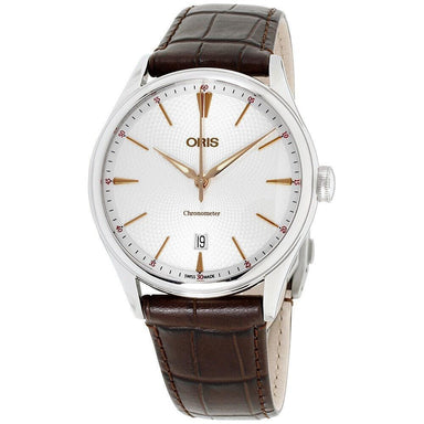 Oris Artelier Chronometer Date Automatic Brown Leather Watch 73777214031LSBRN 