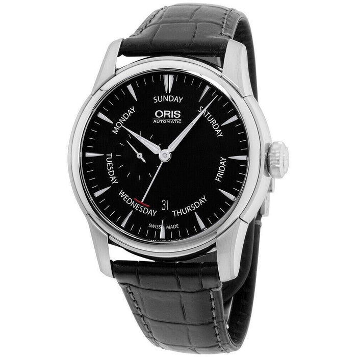 Oris Artelier Automatic Day Indicator Around the Inner Rim Black Leather Watch 74576664054LS 