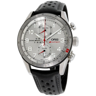 Oris Audi Sport Automatic Chronograph Black Leather Watch 77476617481LSBLK 