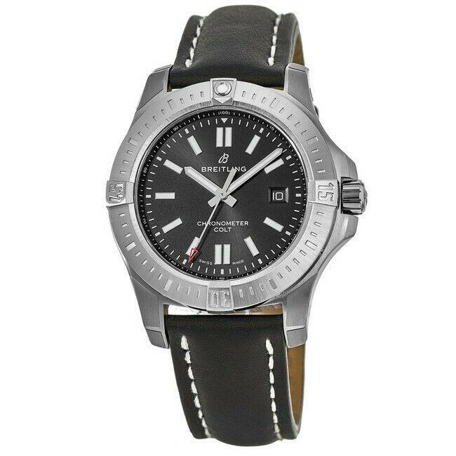 Breitling Chronomat Colt Automatic Black Leather Watch A1738810-BG81-435X 