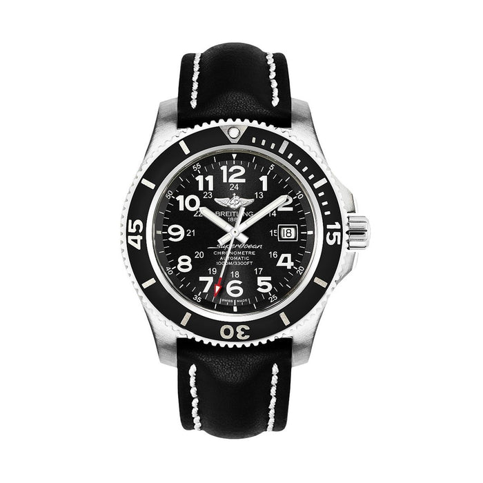 Breitling Superocean II 44 Calibre 17 Automatic Automatic Black Leather Watch A17392D7-BD68-435X 