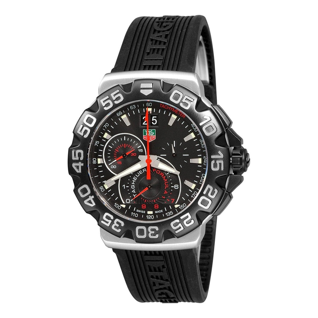 Tag Heuer Formula 1 Grande Quartz Chronograph Black Rubber Watch 