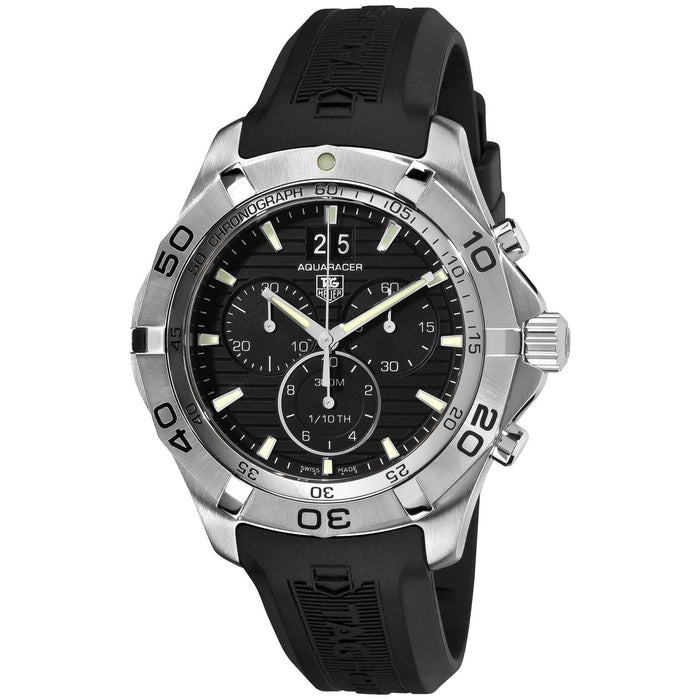 Tag Heuer Aquaracer Quartz Chronograph Chronotimer Automatic Black Rubber Watch CAK2110.FT8011 