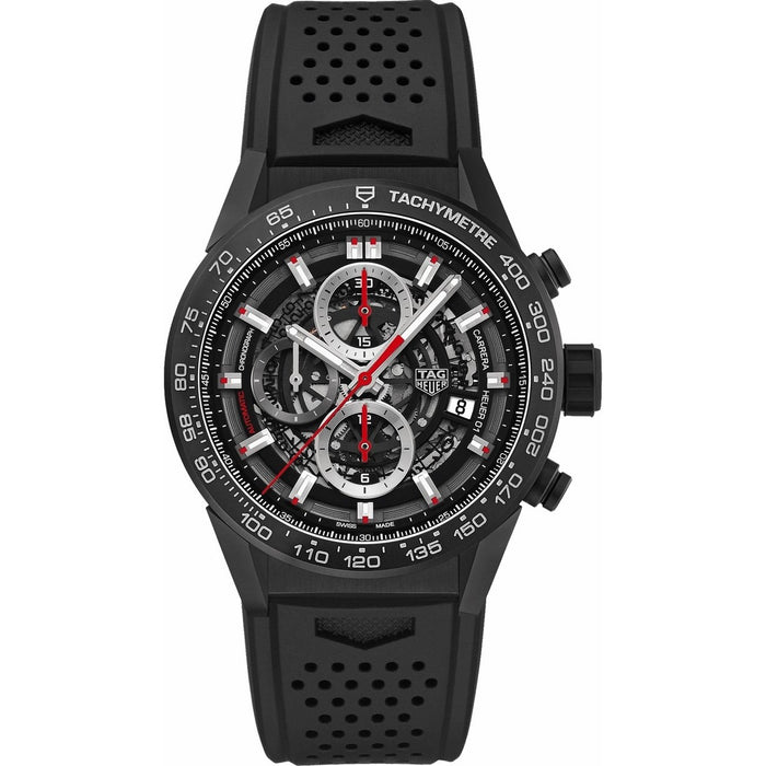 Tag Heuer Carrera Quartz Chronograph Black Rubber Watch CAR2090.FT6088 