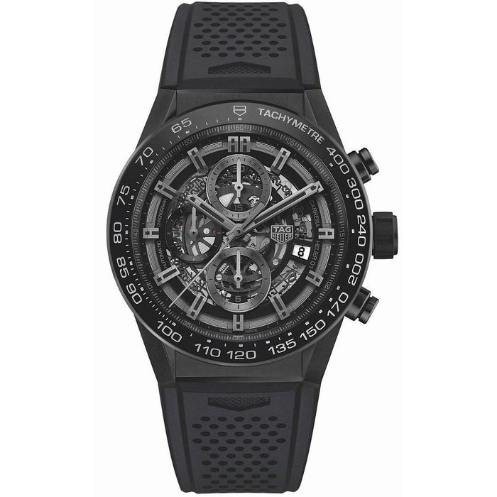 Tag Heuer Carrera Quartz Chronograph Black Rubber Watch CAR2A90.FT6071 