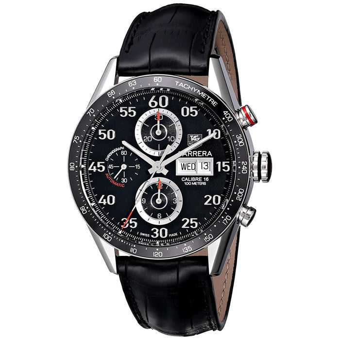 Tag Heuer Carrera Automatic Chronograph Automatic Black Leather Watch CV2A10.FC6235 