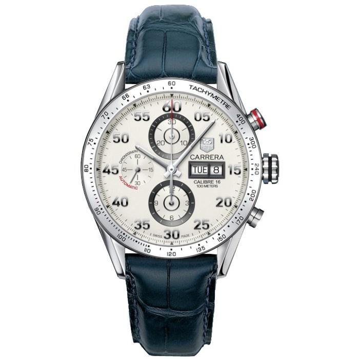 Tag Heuer Carrera Automatic Chronograph Blue Leather Watch CV2A11.FC6183 