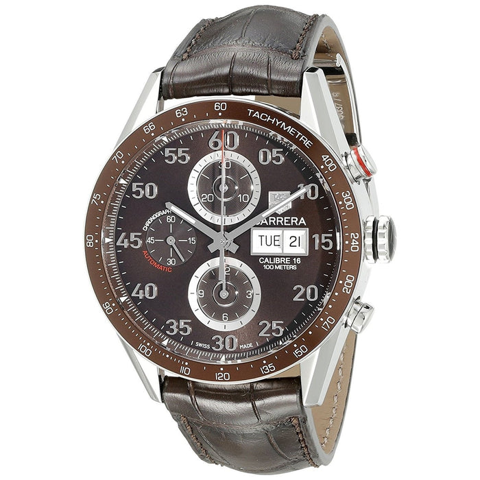 Tag Heuer Carrera Automatic Chronograph Automatic Brown Leather Watch CV2A12.FC6236 