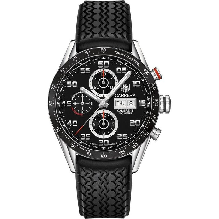 Tag Heuer Carrera Calibre 16 Automatic Chronograph Automatic Black Rubber Watch CV2A1R.FT6033 