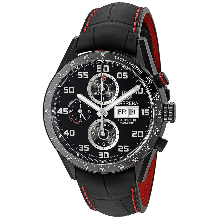 Tag Heuer Carrera Automatic Chronograph Automatic Black Leather Watch CV2A81.FC6237 