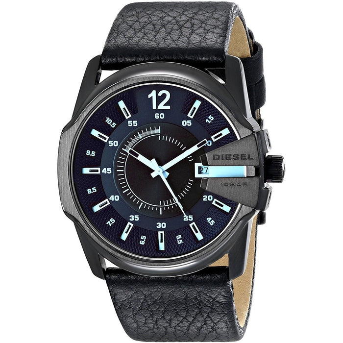 Diesel Mega Chief Quartz Black Leather Watch DZ1657 — 12oclock.us