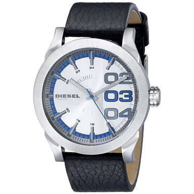 Diesel Double Down 46 Quartz Black Leather Watch DZ1676 