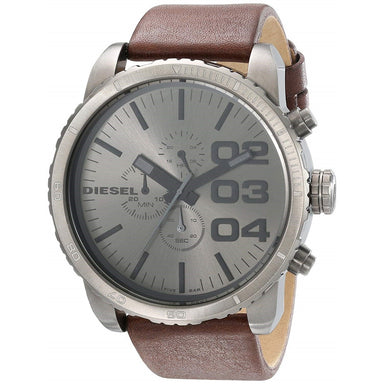 Diesel Double Down 41 Quartz Chronograph Brown Leather Watch DZ4210 