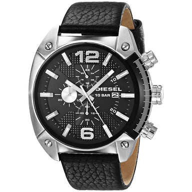 Diesel Overflow Quartz Chronograph Black Leather Watch DZ4341 