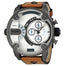 Diesel Little Daddy Quartz Dual Time Chronograph Brown Leather Watch DZ7269 