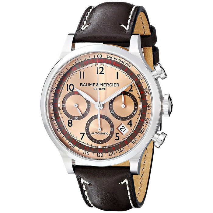 Baume & Mercier Capeland Automatic Automatic Chronograph Brown Leather Watch MOA10004 