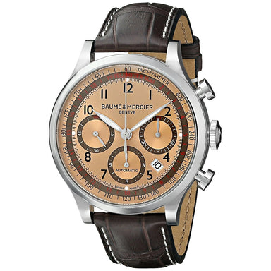 Baume & Mercier Capeland Quartz Chronograph Brown Leather Watch MOA10045 