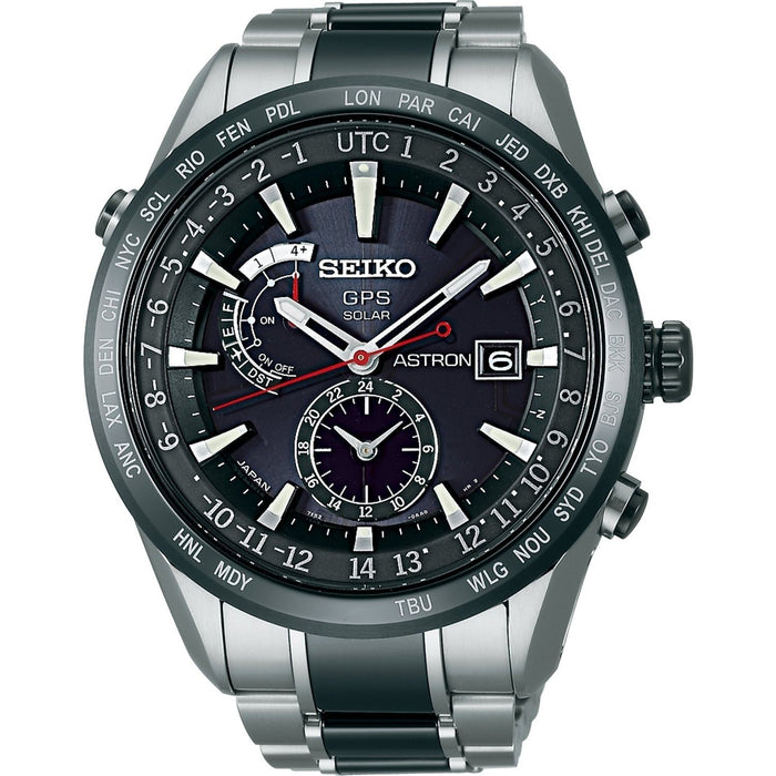 Seiko Astron GPS Solar Solar World Time Two-Tone Stainless steel and Ceramic Watch SAST015 