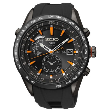 Seiko Astron GPS Solar Solar World Time Black Stainless Steel Watch SAST025 