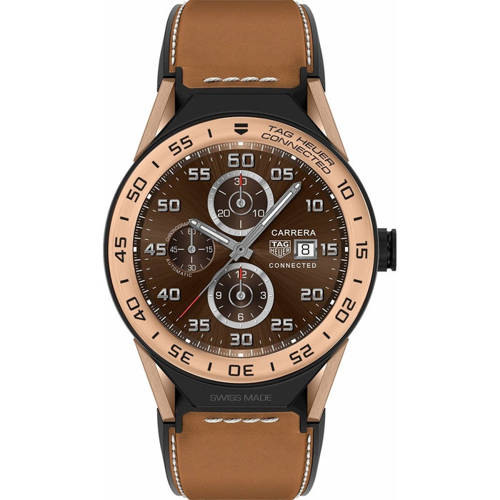 Tag Heuer Connected Modular 45 Quartz Chronograph Brown Leather Watch SBF8A5000.32FT6110 