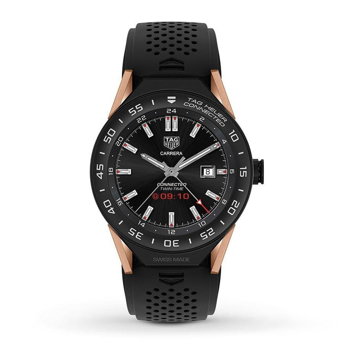 Tag Heuer Connected Quartz Chronograph Black Rubber Watch SBF8A8013.32FT6076 
