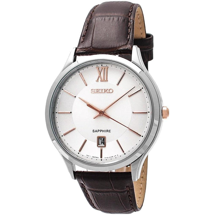 Seiko Classic Quartz Brown Leather Watch SGEH55 