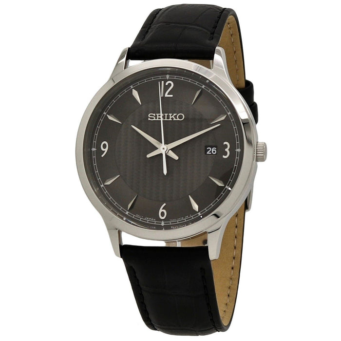 Seiko Classic Quartz Black Leather Watch SGEH85 