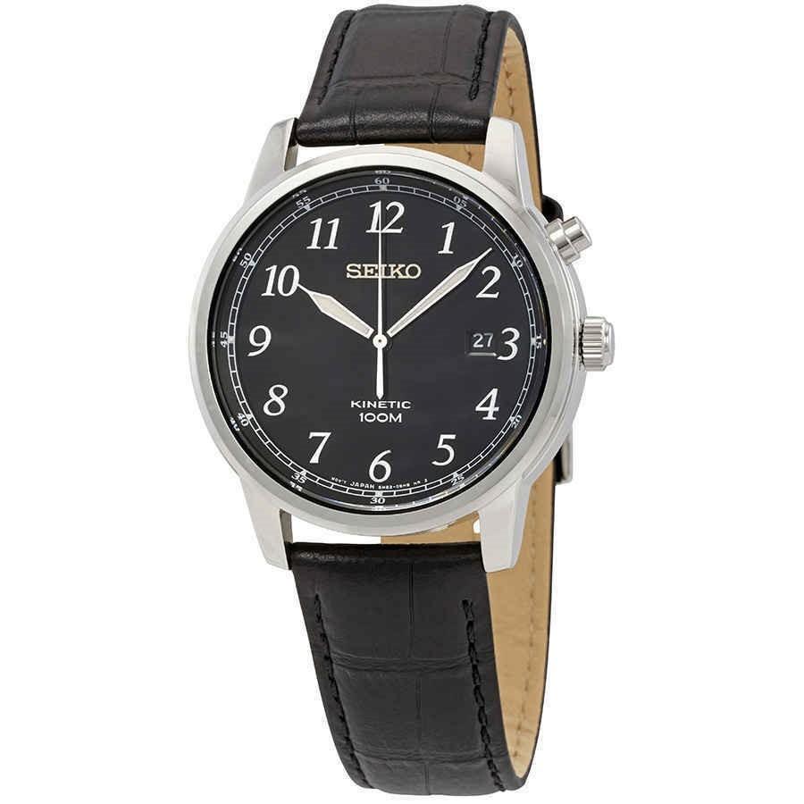 Kinetic Black Leather Watch — 12oclock.us