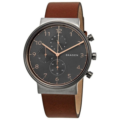 Skagen Ancher Quartz Brown Leather Watch SKW6418 