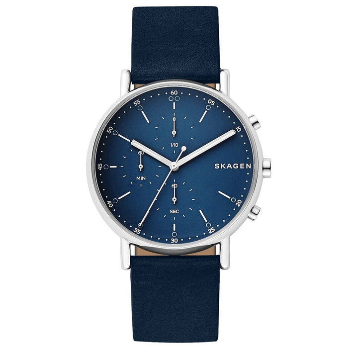Skagen Signatur Quartz Chronograph Blue Leather Watch SKW6463 