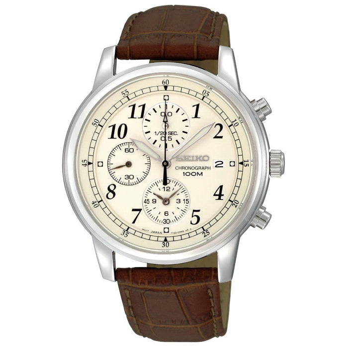 Seiko  Quartz Chronograph Brown Leather Watch SNDC31 