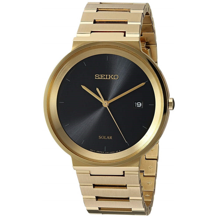 Seiko Essentials Solar Gold-Tone Stainless Steel Watch SNE482 