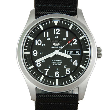 Seiko Series 5 Quartz Black Nylon Watch SNZG15J1 