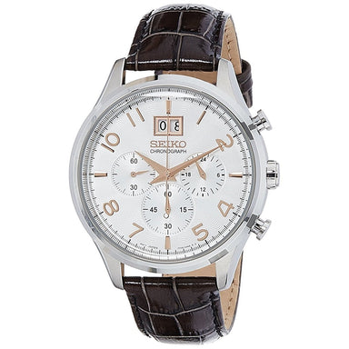 Seiko  Quartz Chronograph Brown Leather Watch SPC087 