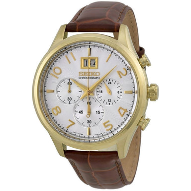 Seiko  Quartz Chronograph Brown Leather Watch SPC088 
