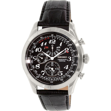 Seiko Neo Quartz Chronograph Black Leather Watch SPC133 