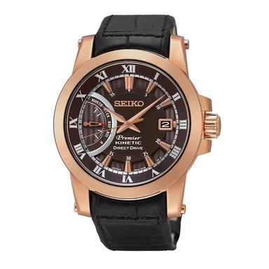 Seiko Premier Quartz Black Leather Watch SRG016 