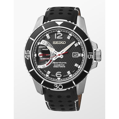 Seiko Sportura Quartz Black Leather Watch SRG019P2 