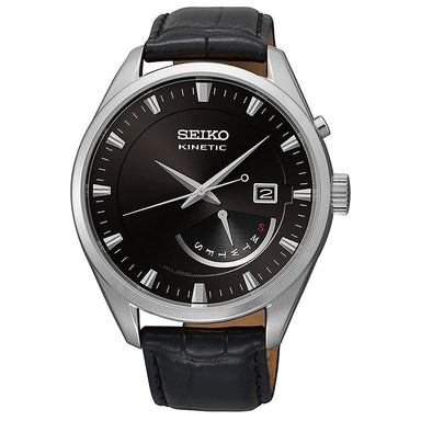 Seiko Kinetic Kinetic Black Leather Watch SRN045P2 