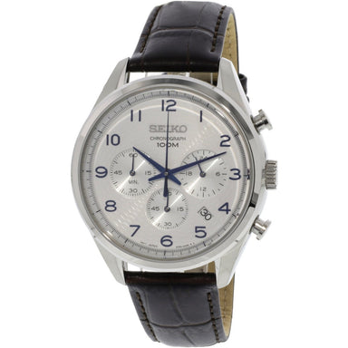 Seiko Chronograph Quartz Chronograph Black Leather Watch SSB229 