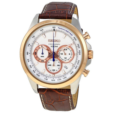 Seiko  Quartz Chronograph Brown Leather Watch SSB250 
