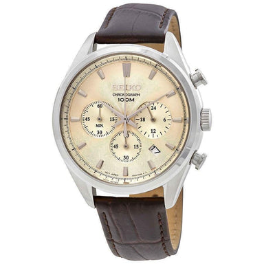 Seiko Chronograph Quartz Chronograph Brown Leather Watch SSB293 