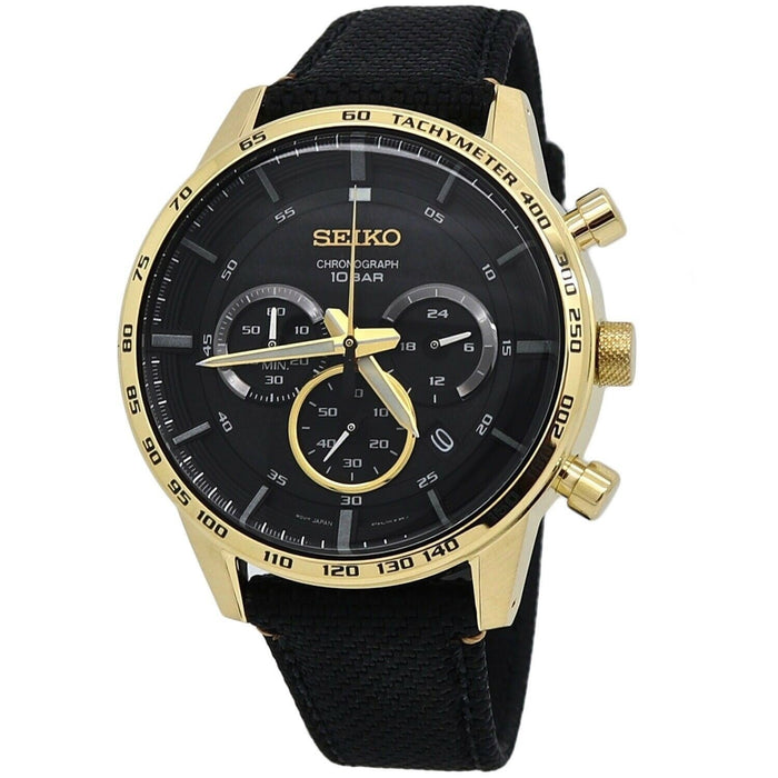 Seiko Sports Quartz Chronograph Black Nylon Watch SSB364 