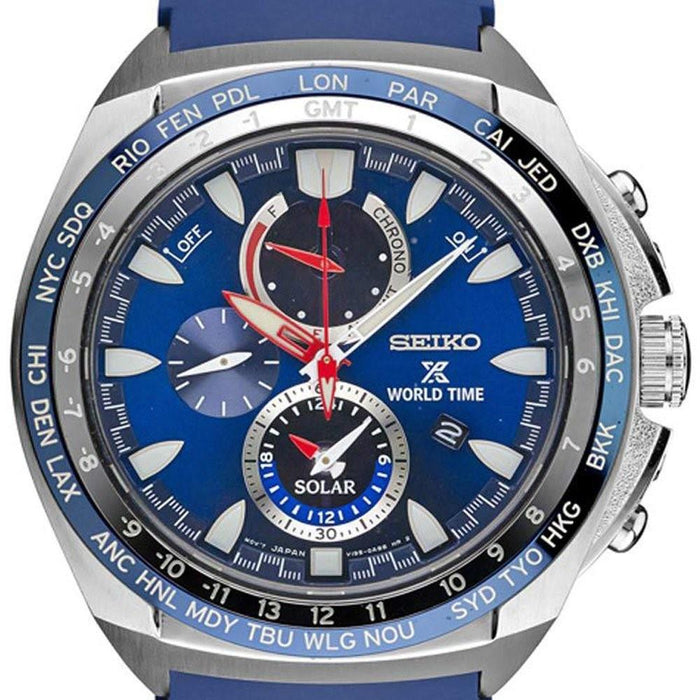 Seiko Prospex Quartz Chronograph Blue Silicone Watch SSC489 