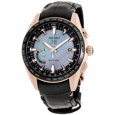 Seiko Astron GPS Solar Novak Djokovic Limited Edition Solar World Time Black Leather Watch SSE105 