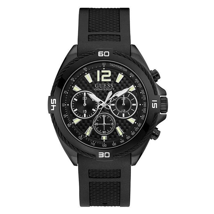 Guess Casual Quartz Chronograph Black Silicone Watch U1168G2 