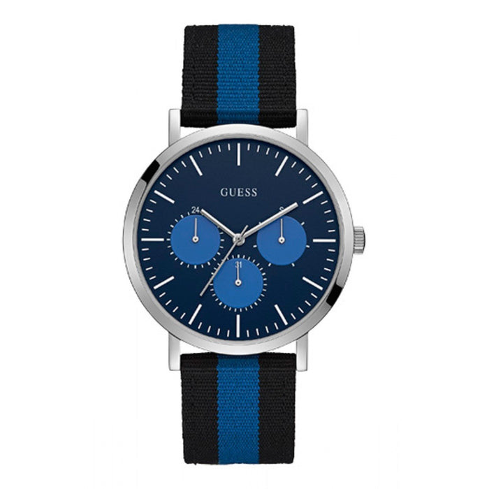 Guess Slate Quartz Multi-Function Black and Blue Nylon Watch W1045G1 