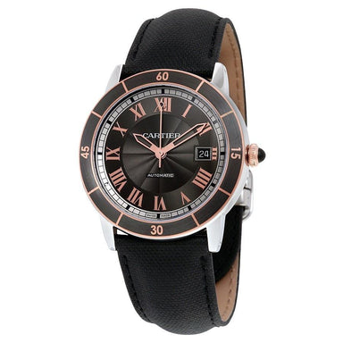 Cartier Ronde Croisiere Automatic 18kt Pink Gold Automatic Black Leather Watch W2RN0005 